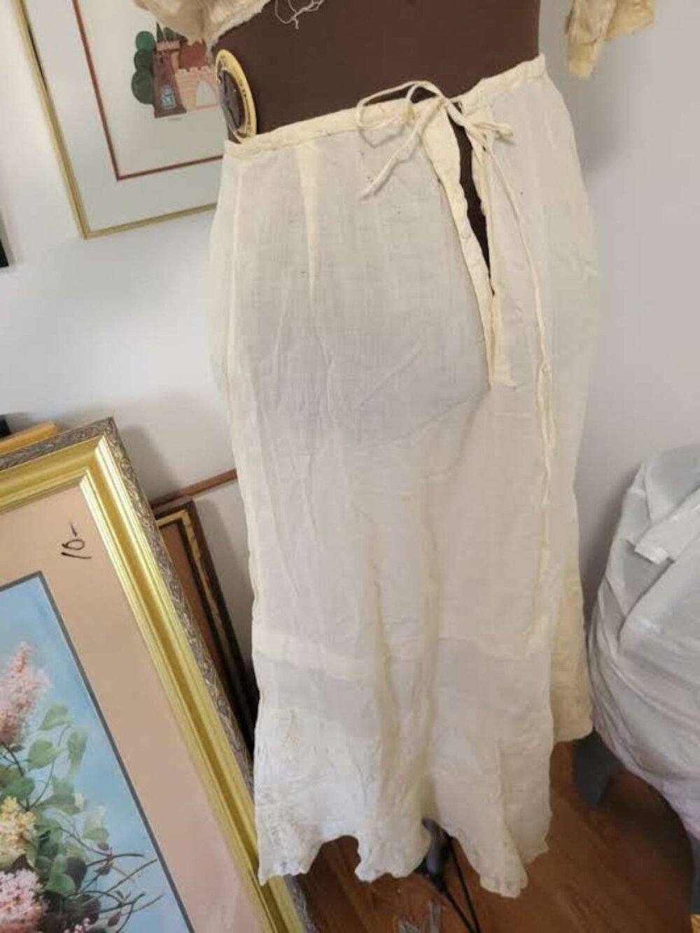 Vintage 1900's ace and Muslim Cotton Blouse and Underskirt - Picture 8 of 11